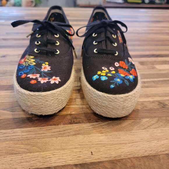 Keds x Rifle Paper Co. Triple Kick Wildwood Sneaker Black Floral - Picture 3 of 12